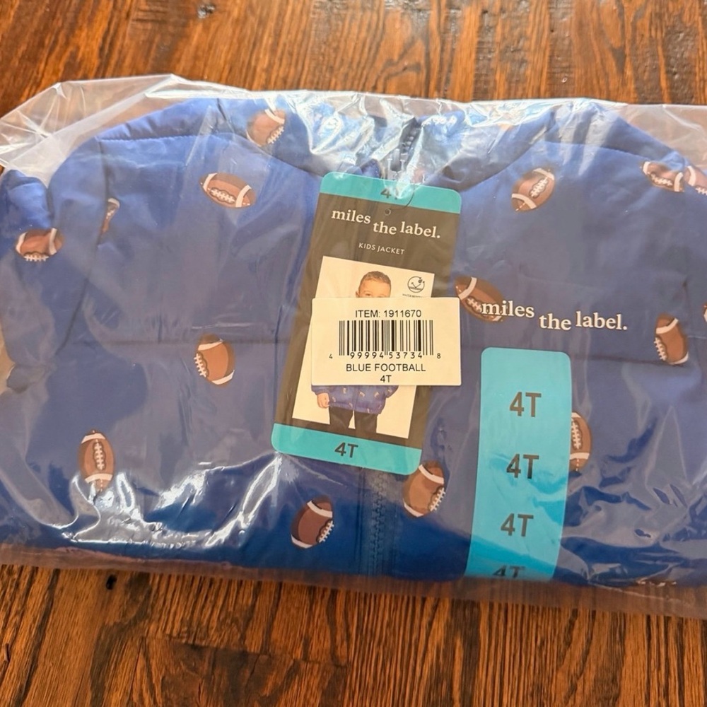 Miles the Label Blue Football Jacket 4T&6T